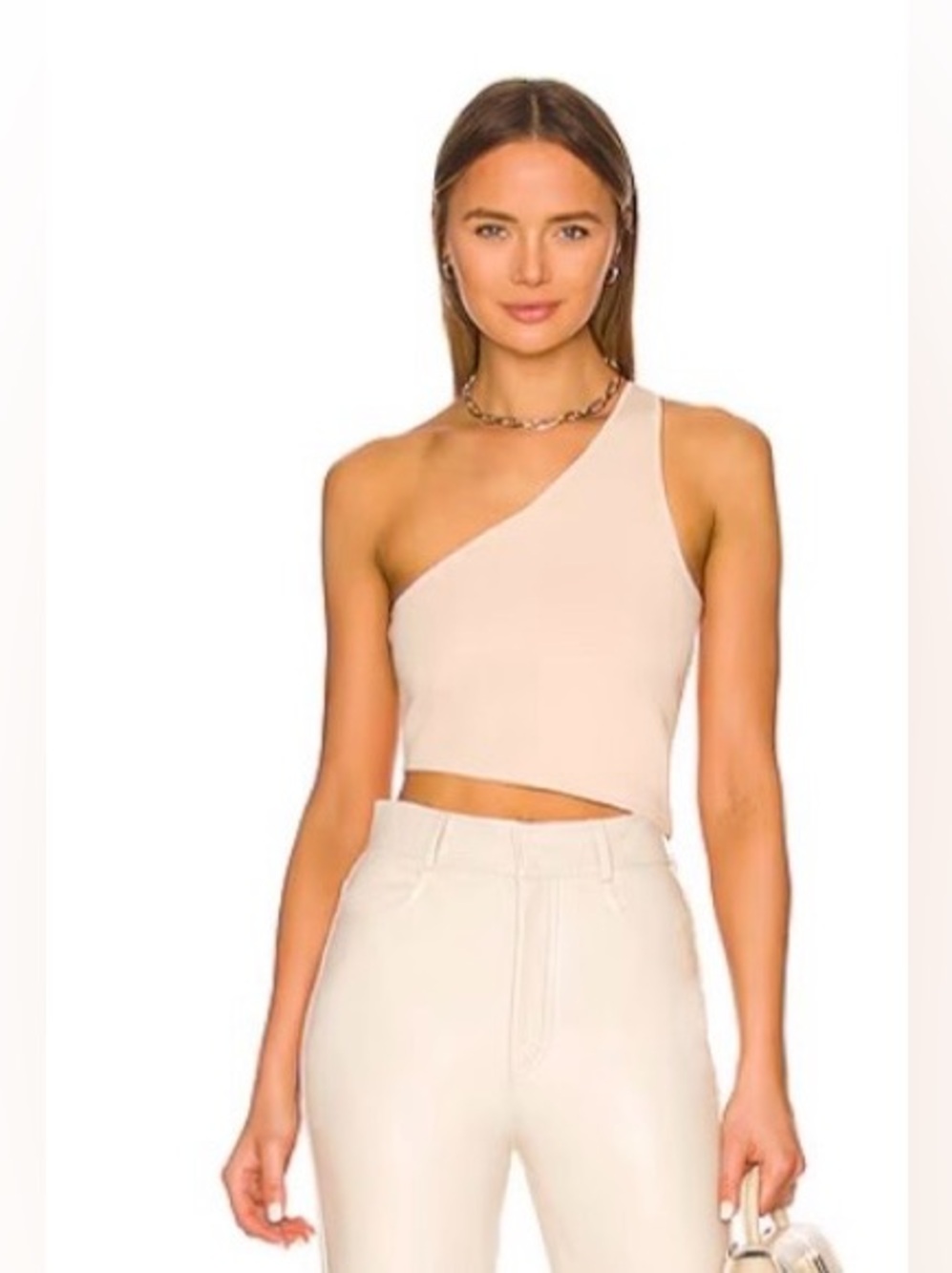 A.L.C. (ALC) Colby One Shoulder Crop Top Size XS Color Tan Beige